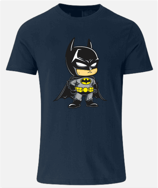 How to care for your custom printed t-shirt, shown on this Batman design by Limitless Prints
